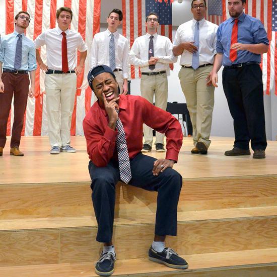 Terence Durrant sings during an acapella performance 